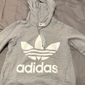 Adidas Heather Gray Hoodie with White Logo